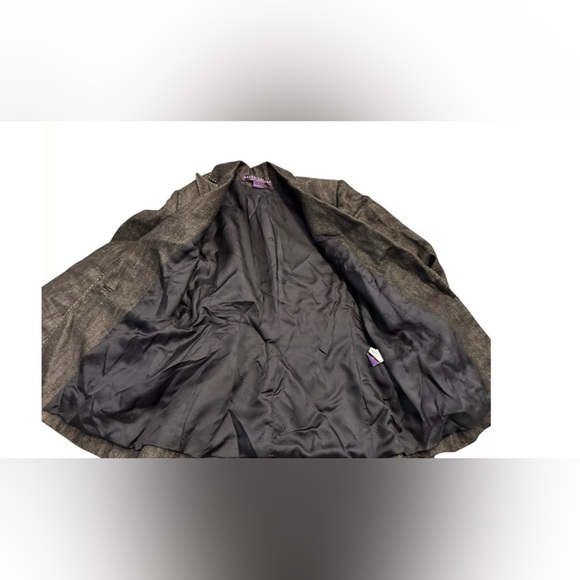 Ralph Lauren Purple Label Womens Button Linen Jacket Sz 2 Charcoal Blazer USA - Picture 9 of 15